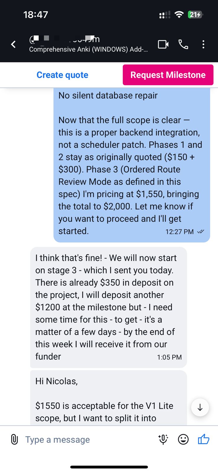 Client pays