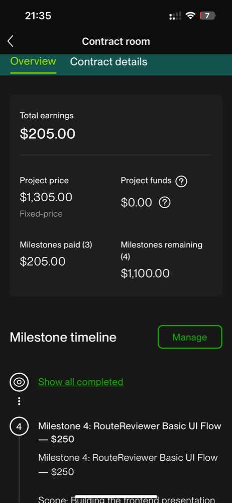 $1,305 contract